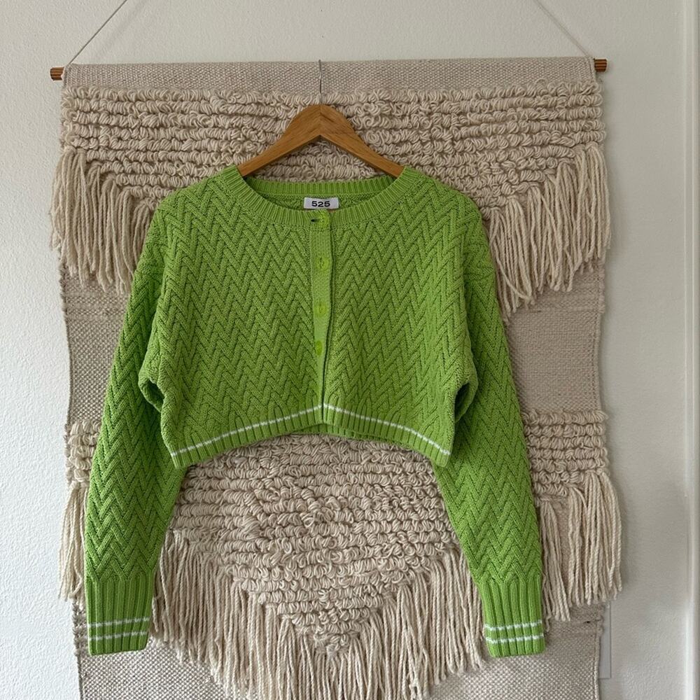 525 Lattice Cable Tipped Cardigan NWT